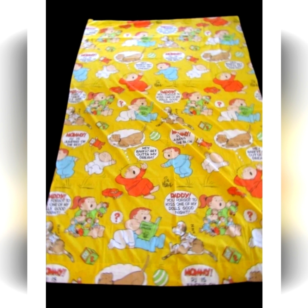 Vintage Family Circus Twin Bedding Sheet Set Comics 1980s Burlington House Gold